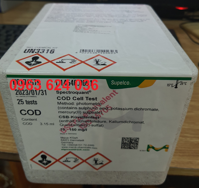 COD Cell Test photometric 10 - 150 mg/l Spectroquant, HS code 3822 19 00